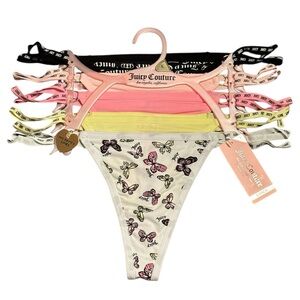 NWT•Juicy Couture Women’s Butterfly 5pk line less thong panty